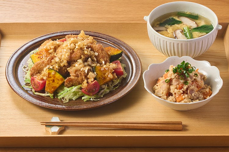 Kit2人前/かぼちゃ入り油淋鶏と副菜2種の中華献立