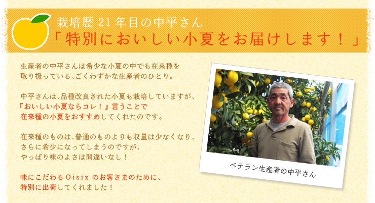 栽培歴21年目の中平さん「特別においしい小夏をお届けします!」