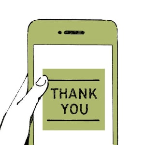 �X�e�b�v1�A�uthank you�v�ƕ\�����ꂽ�X�}�[�g�t�H���̉��