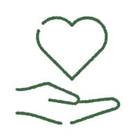 掌の上にハートのアイコンが表示されている様子