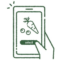 スマホの画面でギフト商品を選んでいる様子