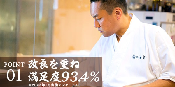 改良を重ね 満足度93.4%