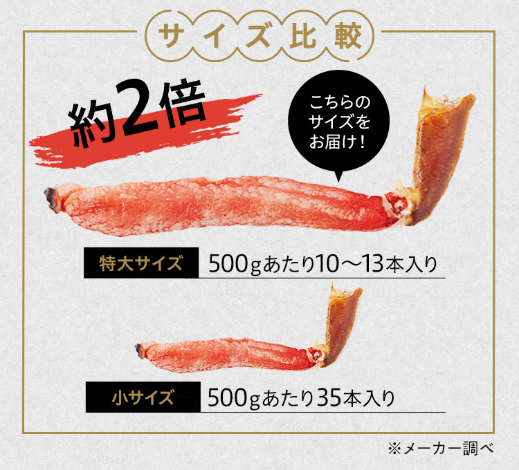 特大生ズワイガニ脚ポーション500g×2画像_4