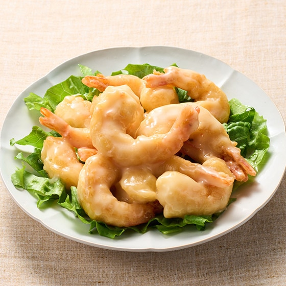 プリっと食感!大きな海老のエビマヨセット