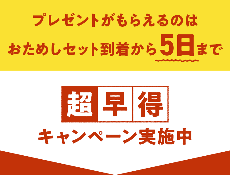 プレゼントがもらえるのはおためしお届け5日まで